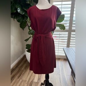 Burgundy front tie sress